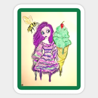 Ice Cream Girl with Bee Sticker